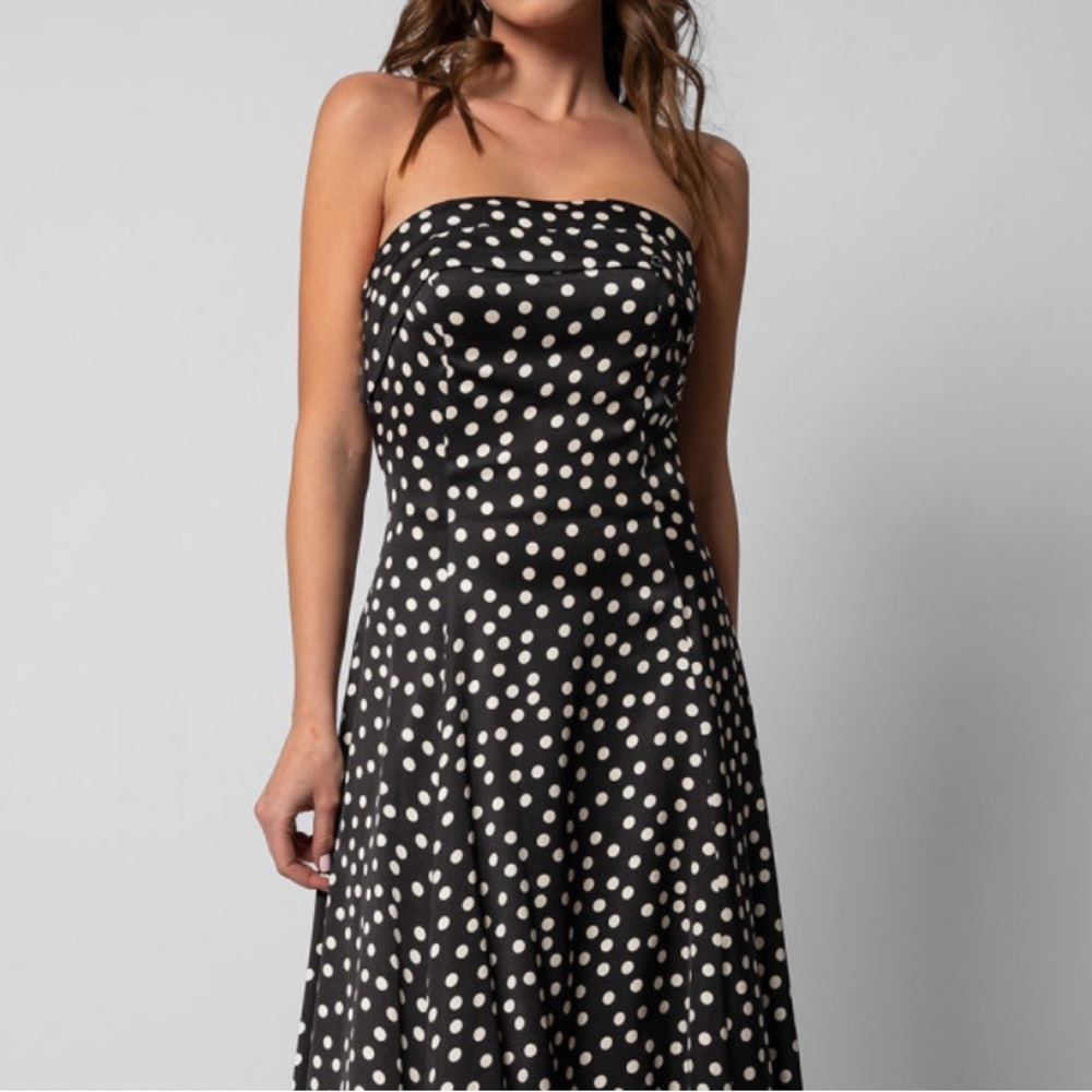Lily Black and White A-line Strapless Dress for Night Out